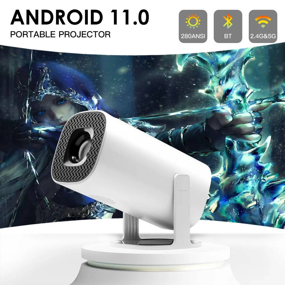 PixelCast Portable Mini Projector with Android 11, WiFi 6, 4K and 1080P Support, Bluetooth 5.0, 1280x720 Resolution for Home Cinema